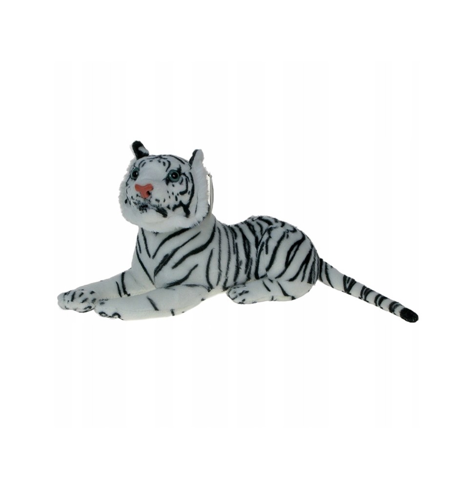 Tigru alb de pluș culcat 30cm Tigru alb de pluș culcat 30cm