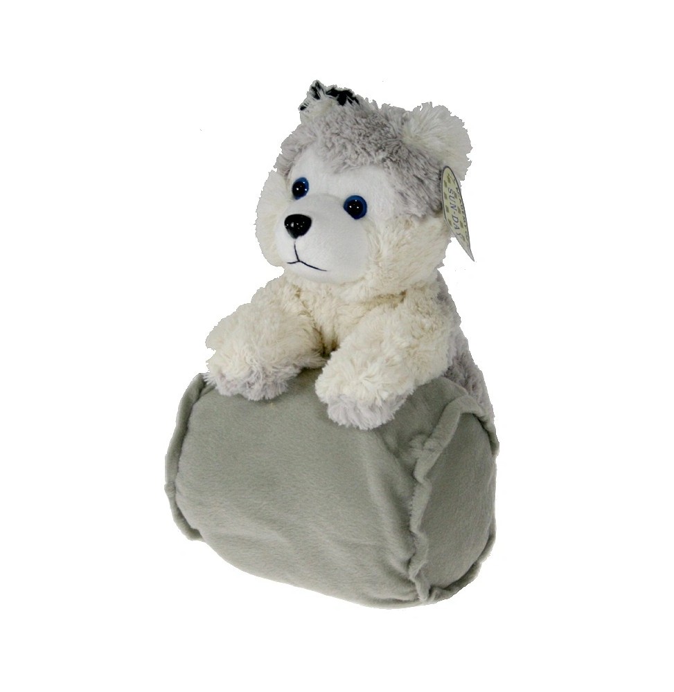 Husky cu butoi - jucărie de pluș 32cm Husky cu butoi - jucărie de pluș 32cm