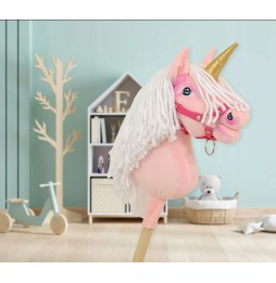 Căluț de hobby Unicorn pe băț roz