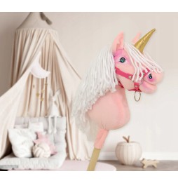 Căluț de hobby Unicorn pe băț roz