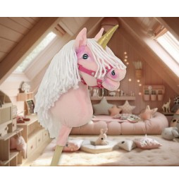 Căluț de hobby Unicorn pe băț roz