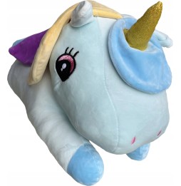 Pluszica 3in1 cu pătură unicorn albastru