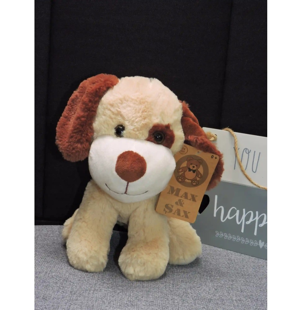 Max & Sax mascote cățel cu petic 25 cm Max & Sax mascote cățel cu petic 25 cm