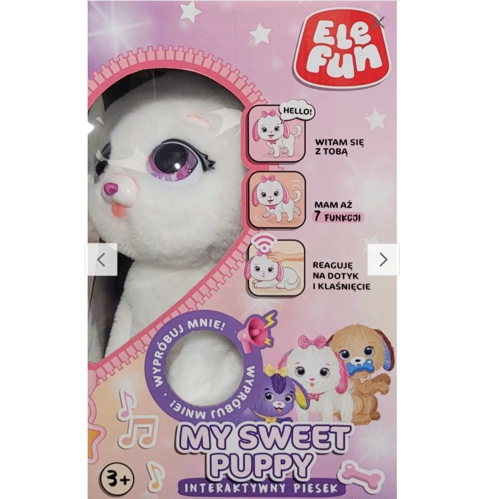 Câine interactiv din pluș Elefun 3+