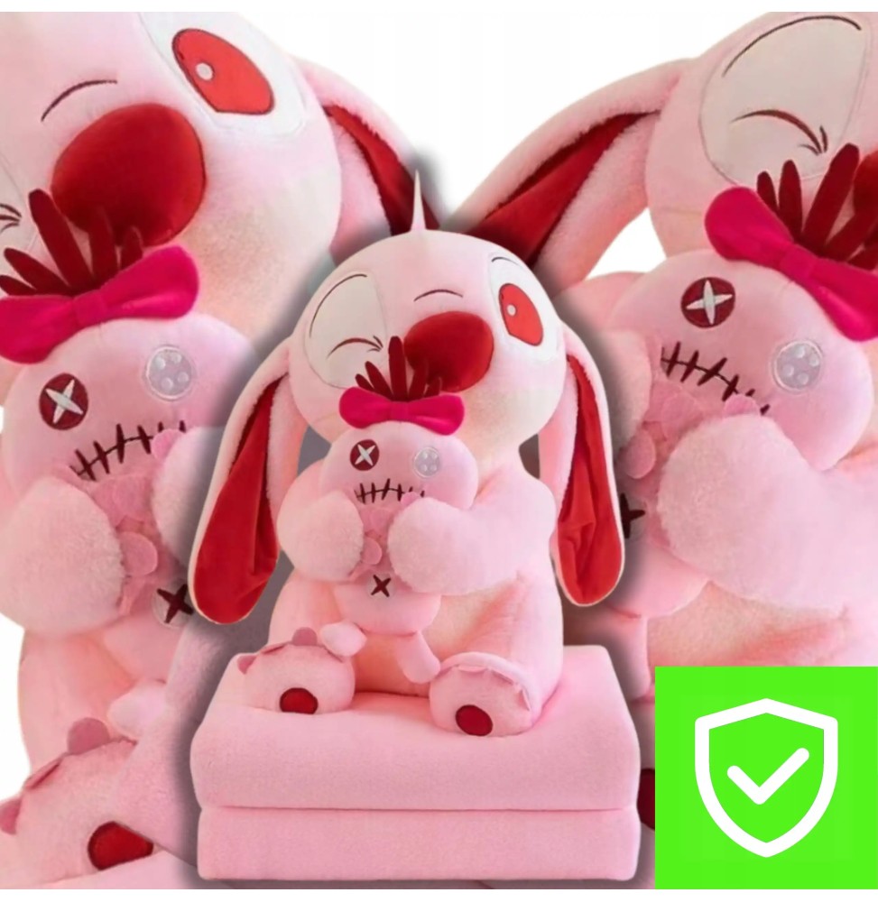 Stitch roz plușă cu pătură