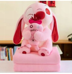 Stitch roz plușă cu pătură