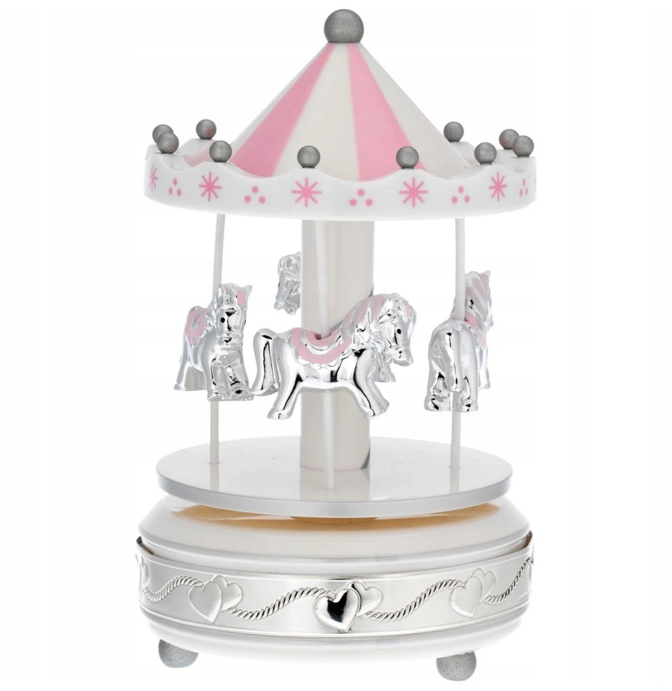 Carusel cu muzică roz 18 cm Carusel cu muzică roz 18 cm