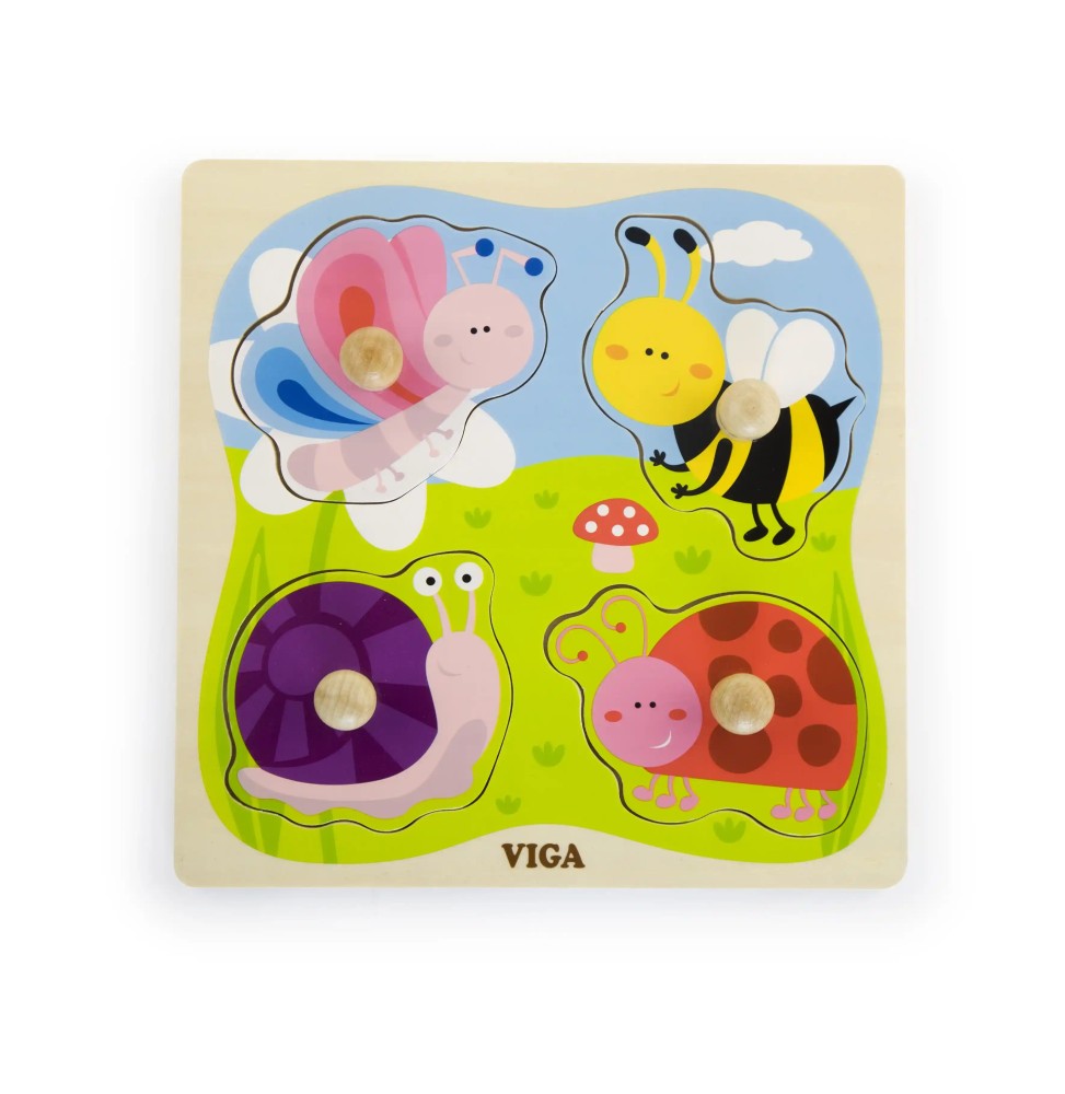Viga Puzzle pe suport - insecte pentru copii Viga Puzzle pe suport - insecte pentru copii